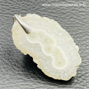 Pendentif cristal de roche tranche de stalactite du Brésil (réf cr9)