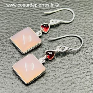 Boucles d’oreilles en quartz rose (réf boqr7)