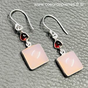 Boucles d’oreilles en quartz rose (réf boqr7)