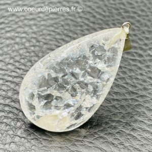 Pendentif en cristal de roche craquelé du Brésil (réf cr20)