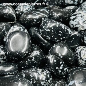 Obsidienne flocons de neige en pierre roulées “taille moyenne”