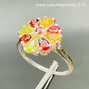 Bague argent avec grenat multicolore taille 54 (réf bg1)