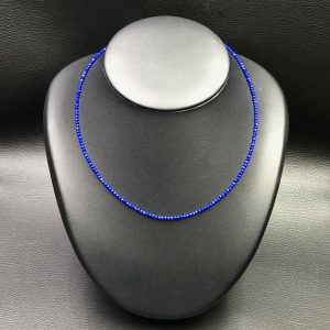 Collier en lapis lazuli d’Afghanistan « perles facettés » (réf cll5)