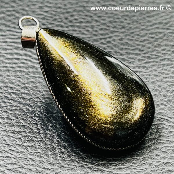 pendentif obsidienne doré