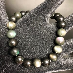 Bracelet en obsidienne oeil céleste du Mexique « perles de 8mm »