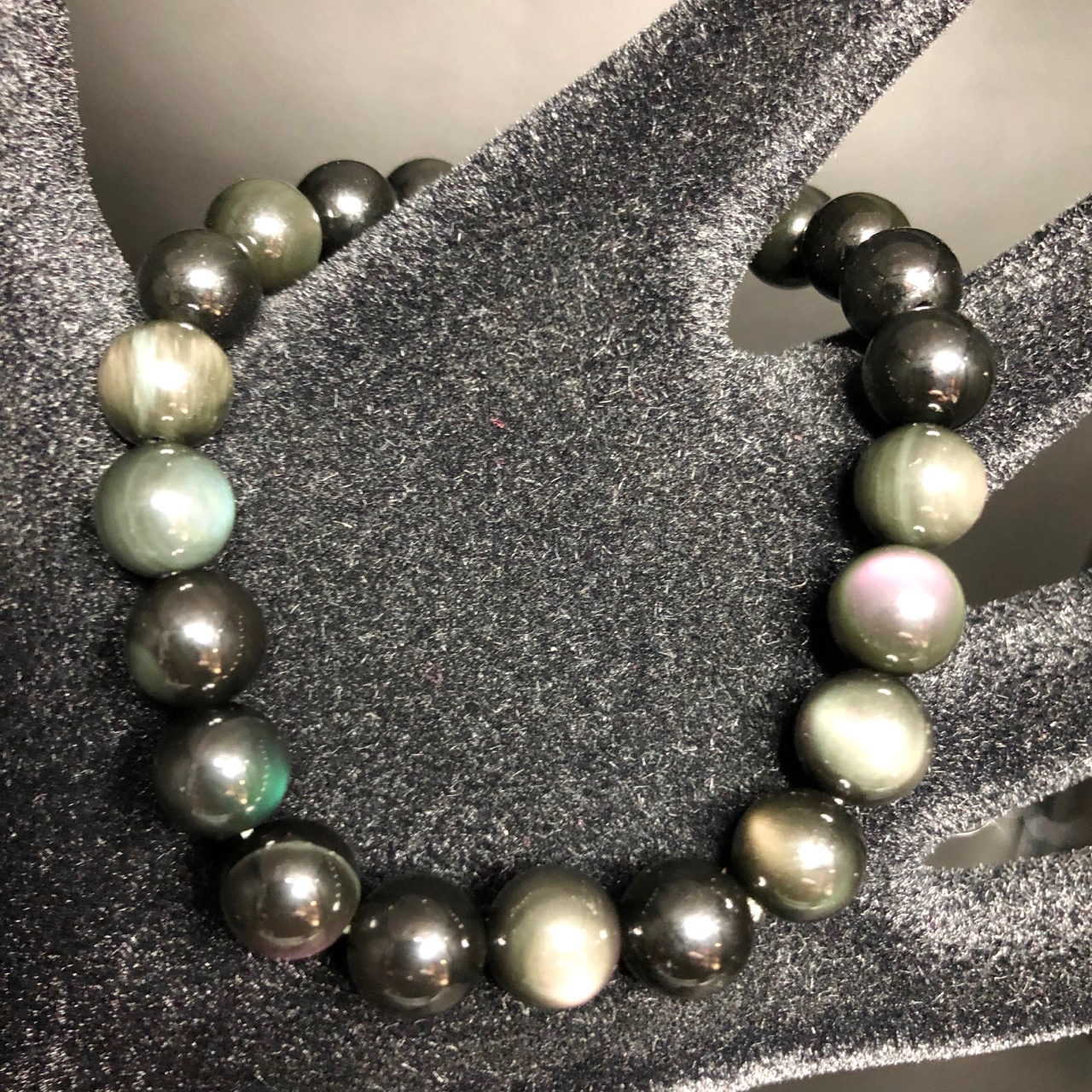 Bracelet en obsidienne oeil céleste du Mexique “perles de 8mm”