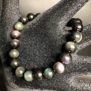 Bracelet en obsidienne oeil céleste du Mexique « perles de 8mm »