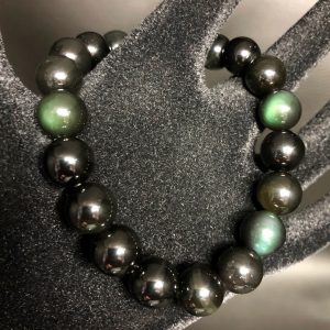 Bracelet en obsidienne oeil céleste du Mexique « perles 10 mm »