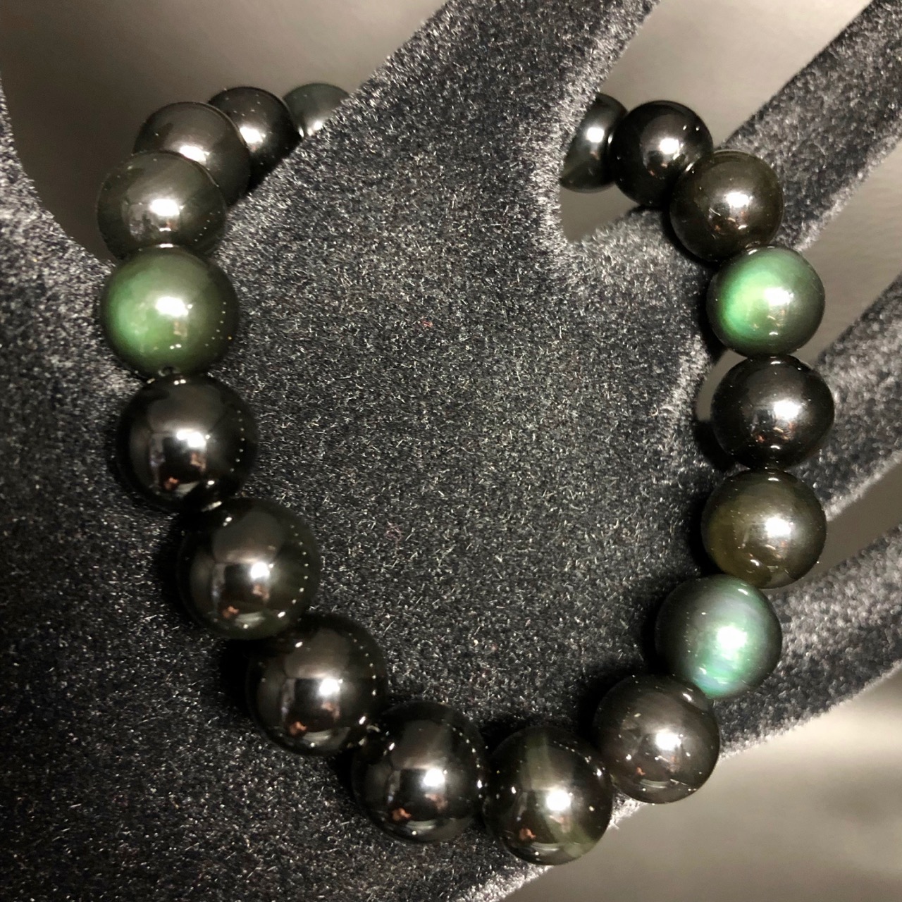 Bracelet en obsidienne oeil céleste du Mexique “perles 10 mm”