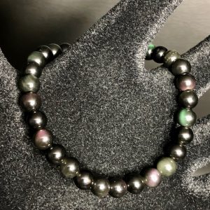 Bracelet en obsidienne oeil céleste du Mexique « perles de 6mm »