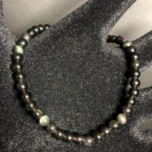 Bracelet en obsidienne oeil céleste du Mexique « perles de 4mm »