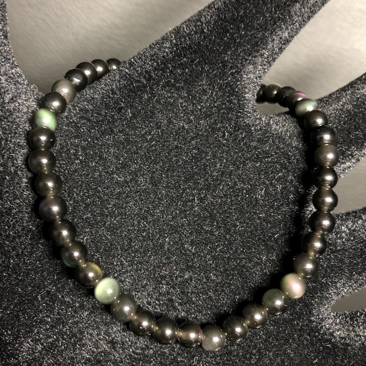 Bracelet en obsidienne oeil céleste du Mexique “perles de 4mm”