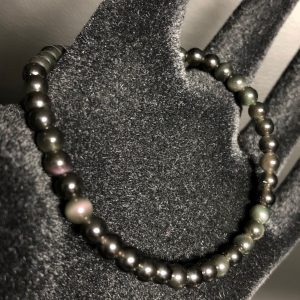 Bracelet en obsidienne oeil céleste du Mexique « perles de 4mm »