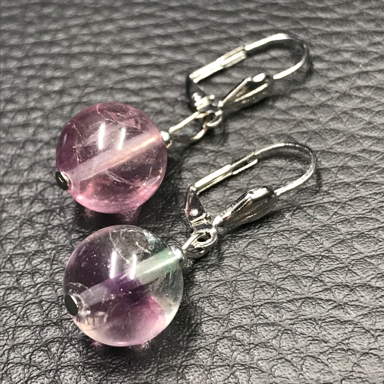 Paire de boucles d’oreilles en fluorite (réf bof4)