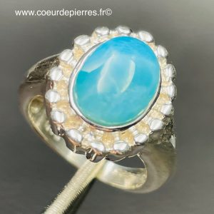 Bague argent avec Larimar de République dominicaine, taille 54 (réf blar6)