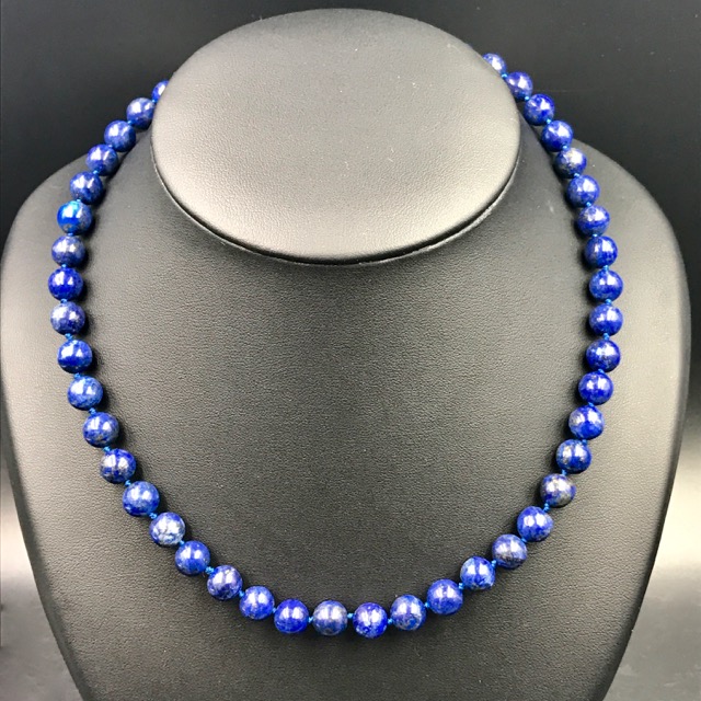 Collier en lapis lazuli d’Afghanistan perles 6mm (réf cplz1)