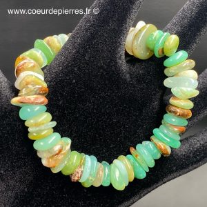 Bracelet perles plate en chrysoprase d’Australie