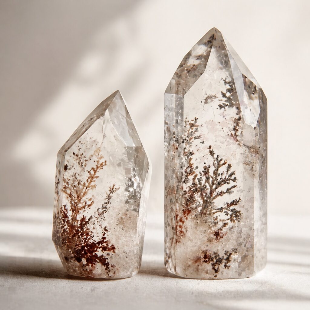 Inclusions fantôme dans le cristal de roche