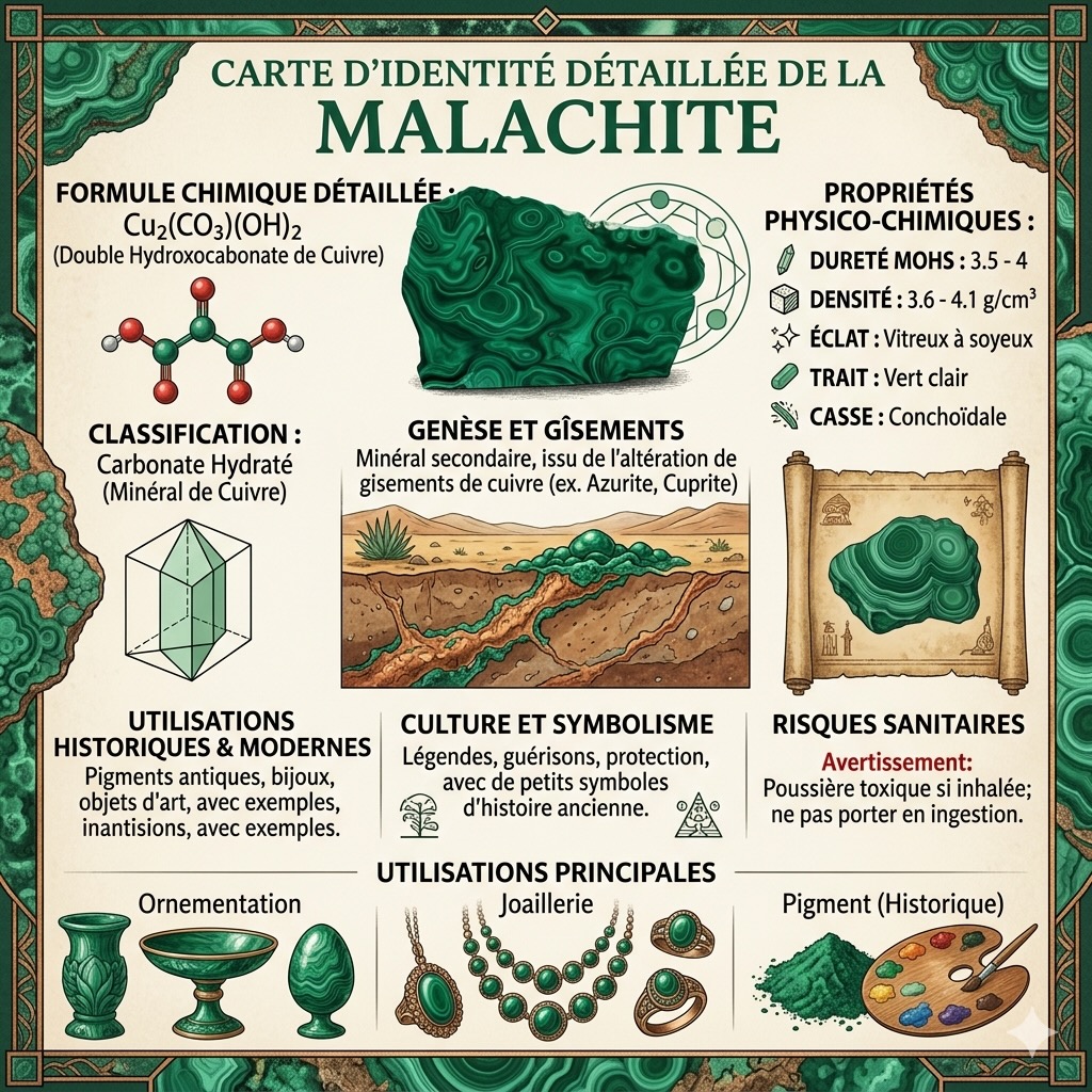 Carte d’Identité Minéralogique de la Malachite