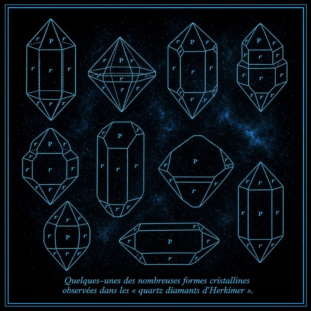 Les différentes cristallisations du diamant d'herkimer