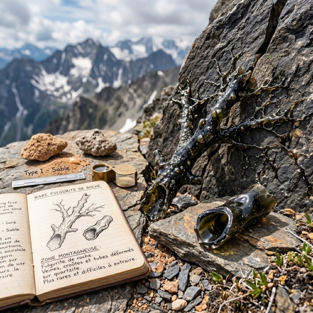 Fulgurite en zone montagneuse