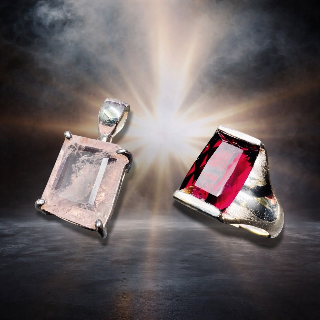 Morganite et Tourmaline Rubellite