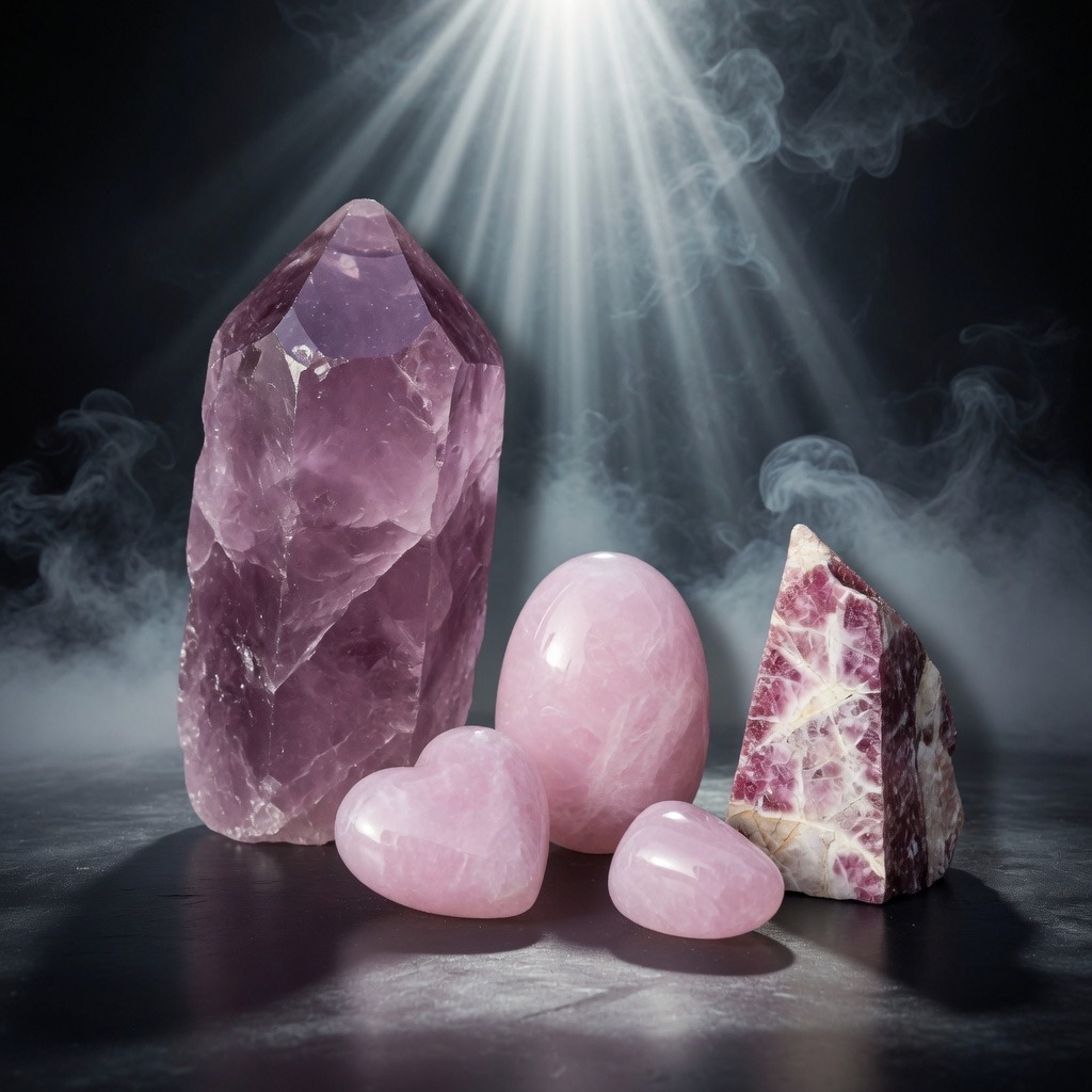 Quartz rose et Lépidolite