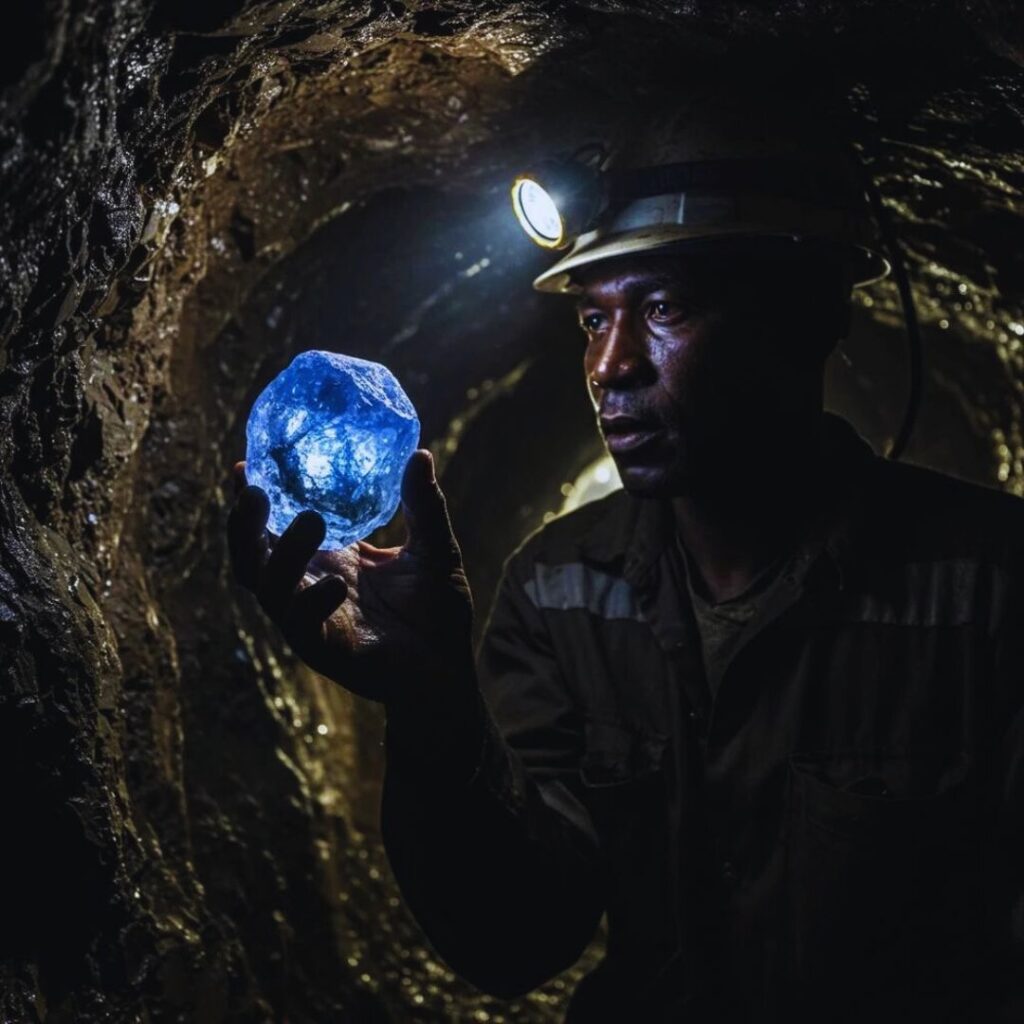 Africain et Tanzanite Géante