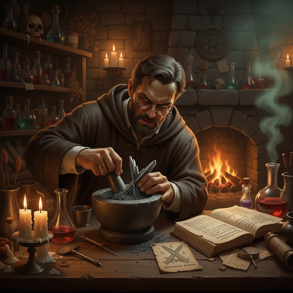 Alchimiste et Stibine Antimoine