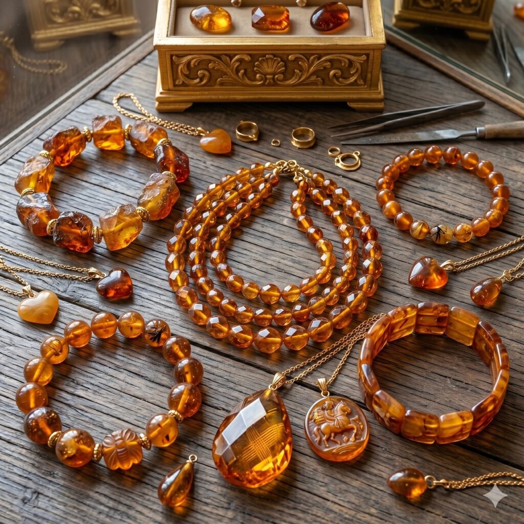 Collection de bijoux en ambre