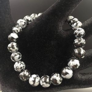 Bracelet en obsidienne flocon de neige perles de 8mm