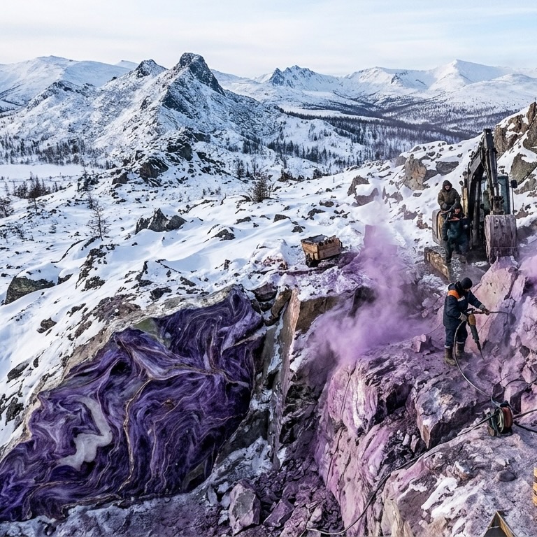 Gisement de Charoite en Sibérie