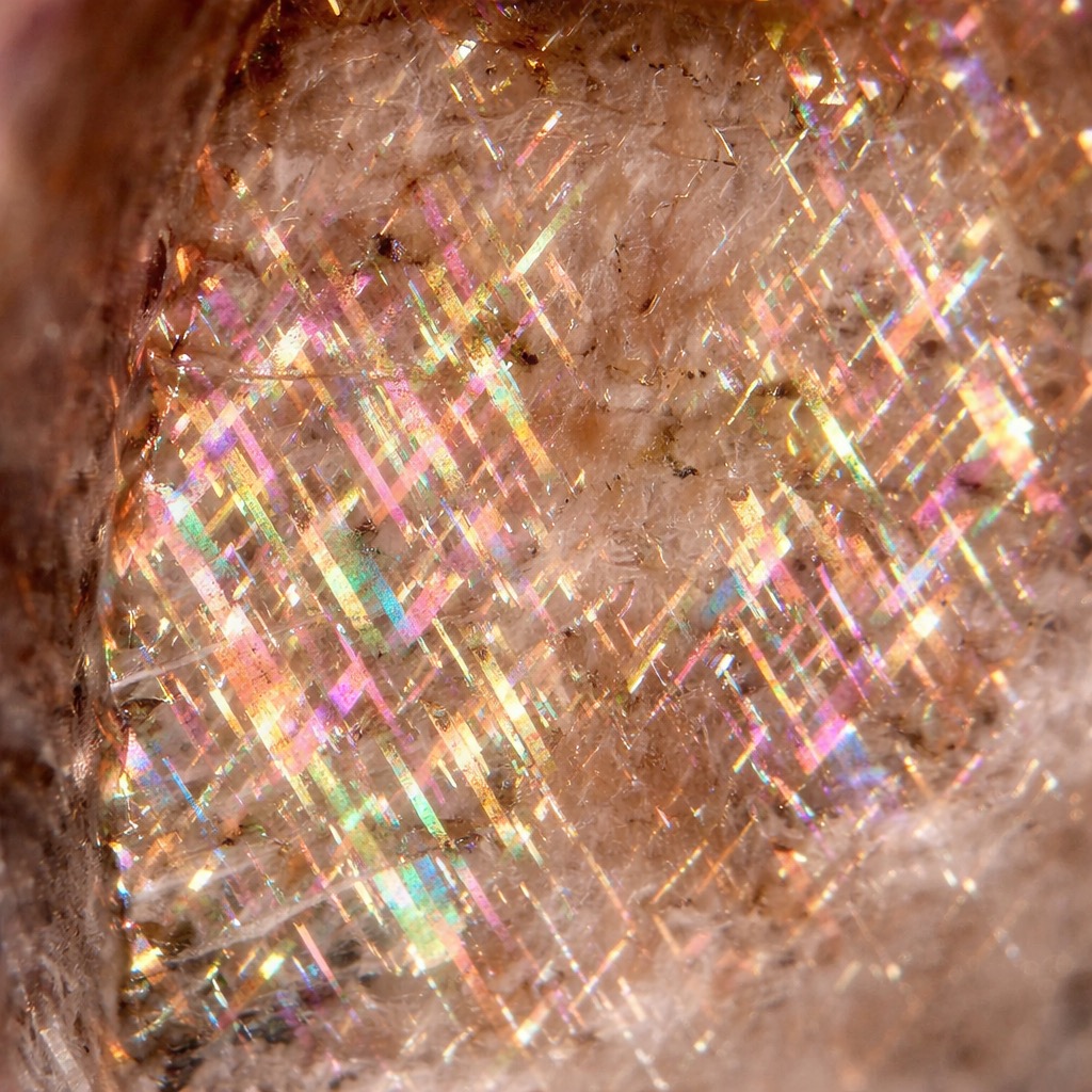 Inclusion d'hématite dans la pierre soleil