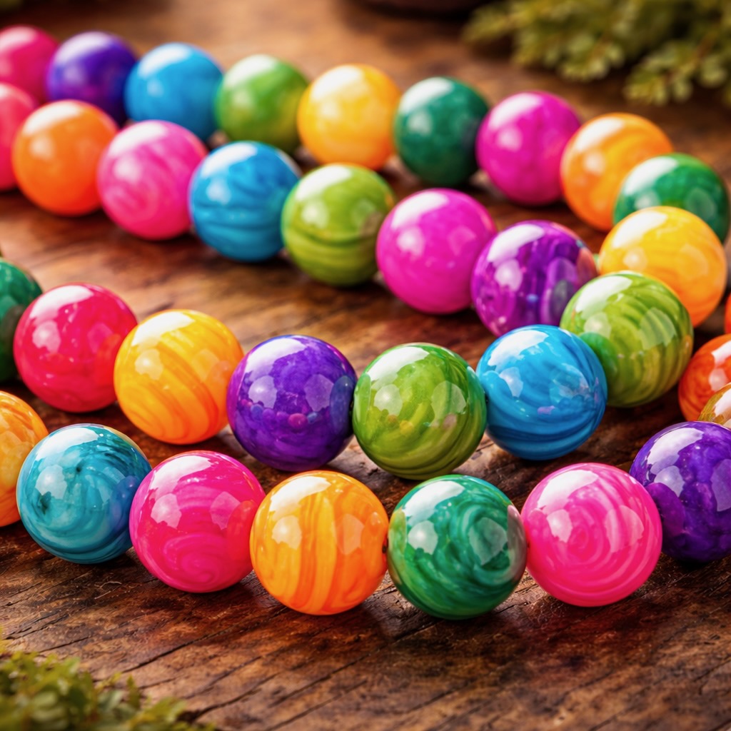 Perles d'Agate teintée multicolore