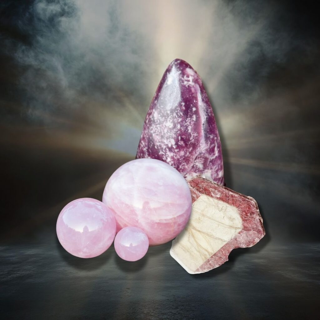Quartz rose et Lépidolite