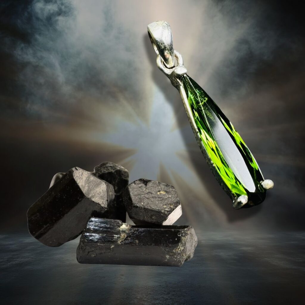 Tourmaline verte et noire